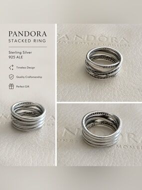 Pandora Silver Multi-Band Stackable Ring